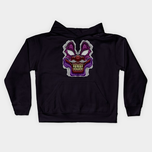 crazy clown face Kids Hoodie by JiraDesign